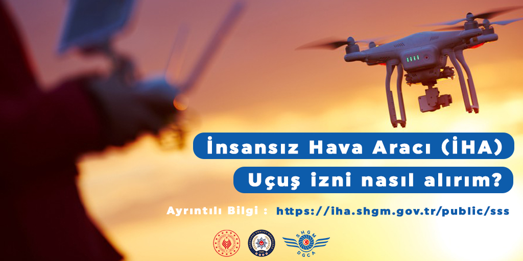 İnsansız Hava Aracı (İHA) uçuş izni nasıl alırım?  Uçuş şartları nelerdir?  Cihazımı sisteme nasıl kayıt yaptırabilirim?  vb. diğer sorularınızın cevabına aşağıdaki linkten ulaşabilirsiniz.